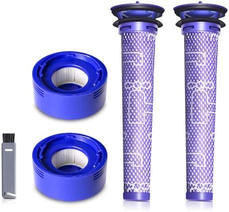 Vacuum Filter Replacement Kit for Dyson V7, V8 Animal, V8 Absolute & SV10 Cordless Vacuum Cleaners, Replaces Part # 965661-01 & 967478-01 (4P)