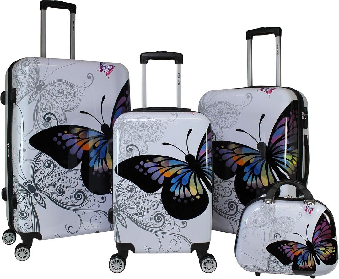 World Traveler Butterfly Luggage, 4-Piece Set