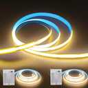 2Pack Battery Powered LED Strip Lights, 3.28FT COB LED Light Strip, Warm LED Strip Light for Under Cabinet, Closet, Shelves, Bedroom, DIY Lighting Battery LED Strip Lights