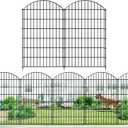 FOREHOGAR Metal Garden Fence 48in (H) x 12.7ft (L), 5 Panels + 6 Stakes Dog Fence Border Fence Animal Barrier, No Dig Garden Fencing for Yard Flower Bed Lawn Patio Outdoor, CTW4805 Black