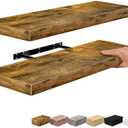 Sorbus Floating Shelves for Wall - 24" Bathroom Shelves, Wall Decor for Bedroom, Kitchen, Living Room, Home Decor & Book storage - Mounted Floating Shelf with Invisible Brackets (Rustic Brown, 2 Pack)