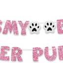 BEISHIDA Pink It's My Bday Mother Puppers Banner - Cat/Dog Birthday Decorations, Puppy Dog Pennant Decor