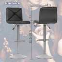 BestOffice Bar Stools Barstools Bar Chairs Heigh Adjustable Swivel Stool with Back Set of 2 PU Leather Kitchen Counter Stools Dining Chairs