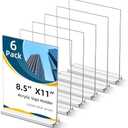 PPH-Sisy Acrylic Sign Holder 8.5 x 11 Clear Sign Display T Shape Table Paper Stands for Home Wedding Office School Restaurant (Pack of 6)