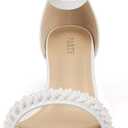 PARTY Women's Open Toe Ankle Strap Low Block Chunky Heels Sandals (White, 8.)