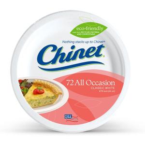 Chinet Classic White, Round All Occasion Fiber Plates, 8.75 Inch, 72 Count