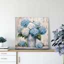 LAIART Blue Hydrangea Wall Art Farmhouse Wall Decor Flower Canvas Print Artwork for Bathroom Bedroom Living Room Dining Room