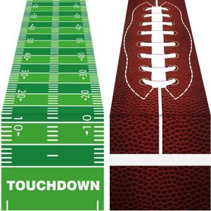 chiazllta 2 Piece Football Kitchen Table Runner Decoration Green Touchdown Game Days Seasonal Table Runner Grass Football Birthday Party Runner for Kitchen Dining Room Home Decor,7114inch