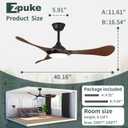40" Smart Ceiling Fans with Lights,Flush Mount 3 ABS Blade Brown