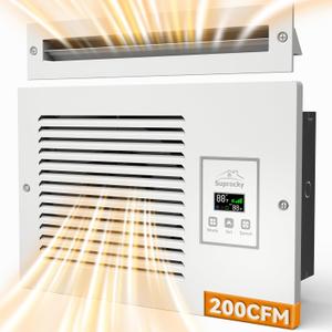 Room to Room Air Transfer Fan, Through Wall Exhaust Fan with Intelligent Programmed Air Exchange System, Hardwired, 3-Speed, In Wall Vent Fan with Temperature Sensor, 200CFM, RTR140
