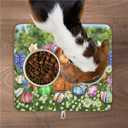 Easter Bunnies Eggs Dish Drying Mat for Kitchen Counter,Spring Colorful Flowers Drying Mat 16 x 18 Inch with High Absorbent Microfiber Drainer Mat for Coffee Bar