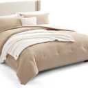 UGG Remina Comforter Set 5 Piece Bed in a Bag with Throw Blanket, Decorative Pillow, Shams, and Reversible Comforter Hypoallergenic Washable Luxury Plush Warm Fluffy Bedding Set, King, Brown Birch (Beige)