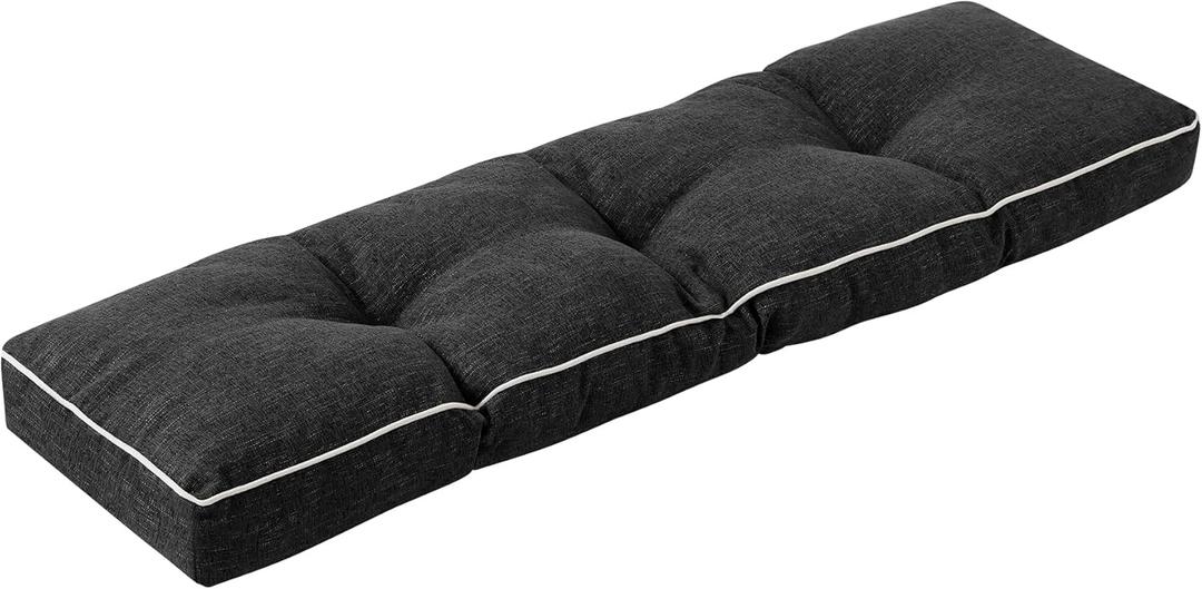 IPYNBAP Bench Cushion, 36 x 14 Inch Patio Furniture Cushions with Durable Ties, Soft Memory Foam Bench Cushions for Indoor/Outdoor Furniture with Non-Slip Bottom, Kitchen&Dining, Black