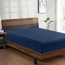 FreshCulture Twin Fitted Sheet - Hotel Quality - Ultra Soft & Breathable - Brushed Microfiber - Deep Pocket - Cooling Fitted Sheet for Twin Size Bed (Navy Blue)