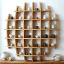 Oversized Hanging Coffee Mug Display Rack,Sphere Solid Wooden Tea Cup Holder,Mug Shelf for Wall,Multi Slot Wall Decor Display Cabinet,for Living Room Kitchen Office(47.247.2'')