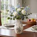 Blue and White Ceramic Vase, 11 Inch