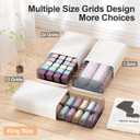Underwear Organizer Drawer, 24 Cells Plastic Sock Underwear Storage Drawer, Stackable Closet Organizers and Storage Box for Bras, Socks, Scarves, Ties, Belt (King Size-White, 1 Pcs)