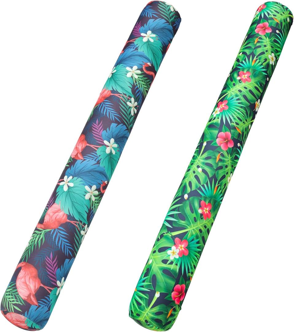 FindUWill Inflatable Swim Pool Noodles, 2 Pack Soft Fabric Covered Large Swim Noodles, Premium Buoyancy for Swimming Floating, Pool Floats Toys for Adults Pool Accessories (C-Flamingo&Green)