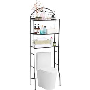 PeacefulHues 3Tier Over the Toilet Storage, Metal Bathroom Shelve, Over Toilet Bathroom Organizer Storage Rack, Space Saver Freestanding Shelf for Restroom Laundry Balcony Room
