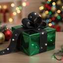 Syhood 20 Yard Glitter Ribbon Wired Edge Waterproof Sparkly Garland for Gifts Wrapping Cards Crafts Wreaths Holiday Decoration(Black,4 Inch X 20 Yard)