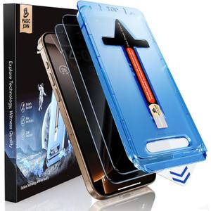 MAGIC JOHN 2 Pack for iPhone 16 Pro [6.3 inch] Privacy Tempered Glass Screen Protector, Auto Dust-Elimination, Bubble Free, Easy Installation, 16Pro 6.3''