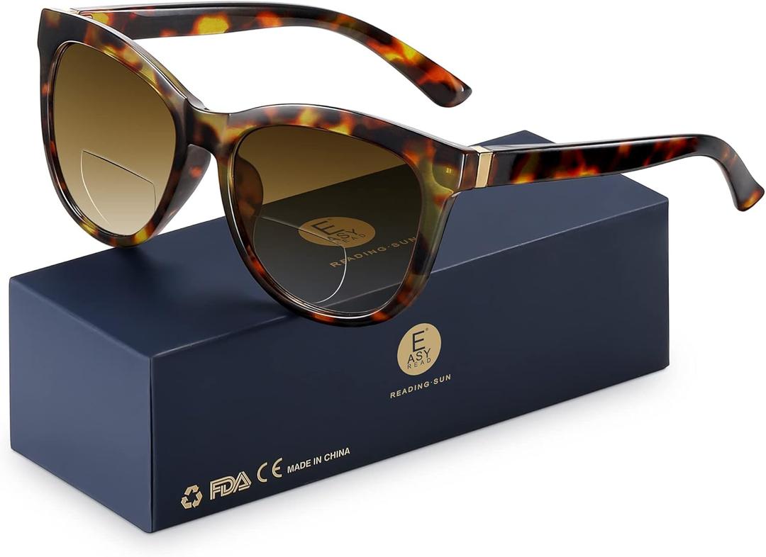 EASY READ Bifocal Reading Sunglasses for Women, Fashion Sun Readers UV400 Protection(Magnification 2.75, Turquoise)