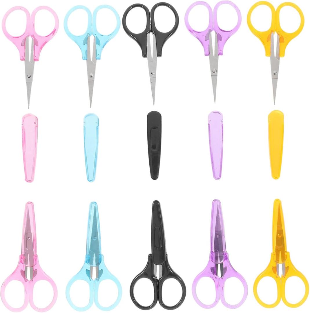 Veemoon 10pcs Round Tip Safety Scissors for Boys and Girls and Adults Multi-Function Craft and Haircut Scissors Wear-Resistant Paper Cutting Tools for Scrapbooking and Office Use