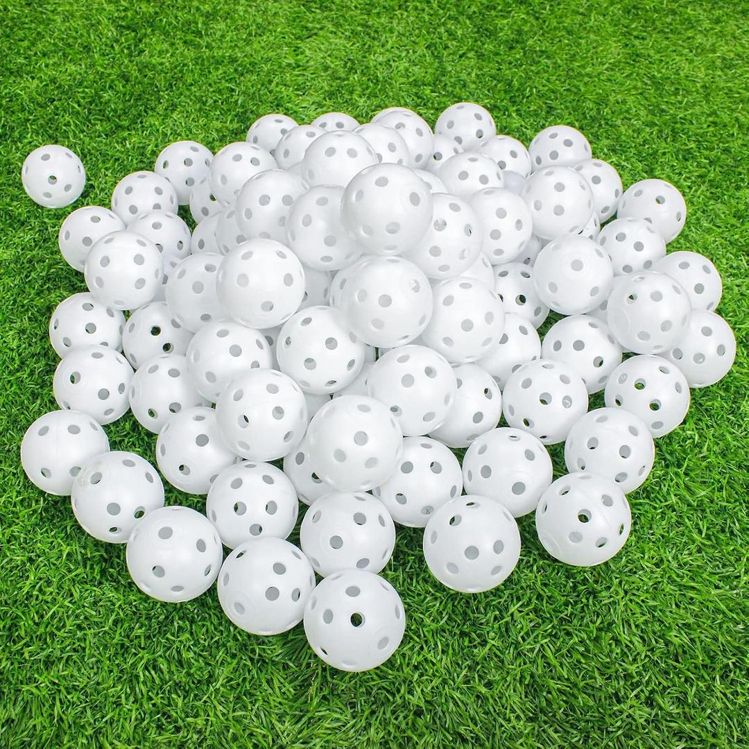 100 Pack Practice Golf Balls Airflow Hollow Plastic Golf Balls Practice Trainingor Driving Range, Swing Practice, Home Pool Balls