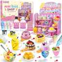 Mini Bake Shop DIY Toy Set, Making 14Pcs Pretend Desserts & Cakes, Resin & Clay Kitchen Play Kit, Scene Display Creativity & STEM Party Gift, Craft Kit for Kids Girls Boys Ages 8+
