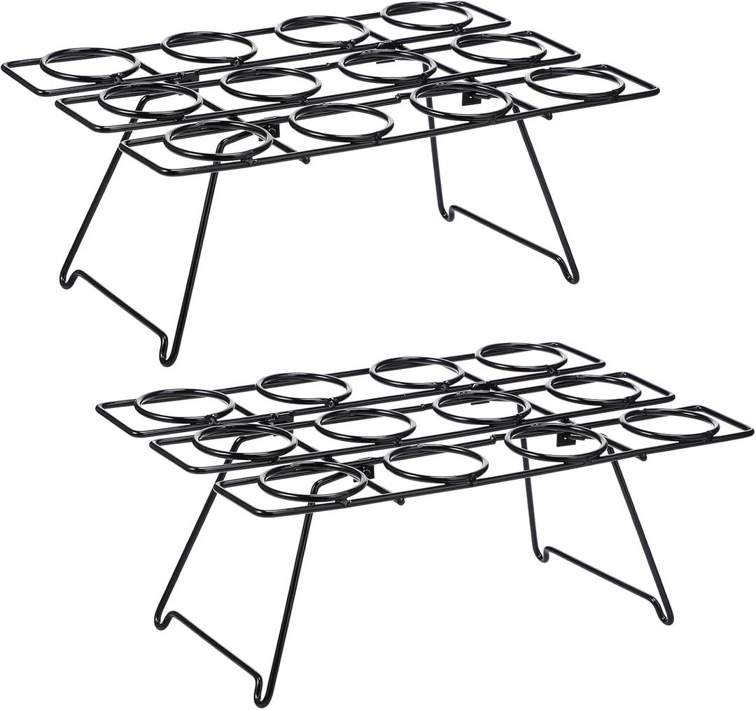 Patelai 2 Pack Ice Cream Cone Baking Racks 12-cavity Cupcake Cone Holders Cupcakes Display Stands Cooling Racks for Home Kitchen Baking Cooking Ice Cream Tools Supplies(Black)