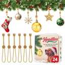 24 PCS Adjustable Christmas Ornament Hooks, Hoevaton Non-Slip Hanger Hooks for Hanging Small & Large Heavy Ornaments, Xmas Ornament Hanging Hooks for Holiday Tree Decorations (Gold, 24 Count)