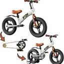 Balance Bike 2 in 1 with Pedals Brake Training Wheels Kickstand Pneumatic tyre,for Kids 2-7 Years Old,Kids Bike 12 14 16 inch (white)