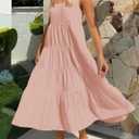 ZESICA Women's Summer Sleeveless Dress Casual Backless Loose Flowy Tiered Sundress Beach Cover up Tank Dresses (Pink, M)