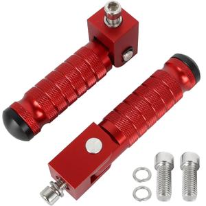 Motorcycle M8 Universal Foot Pegs CNC Foldable & Anti-Skid 90 Degree Motorbike Pegs Fits for Super 73, Motorcycle, Bicycle, Mini Bike, Electric Motor, ATVs, UTVs, Go Karts, Quads, Scooters Red