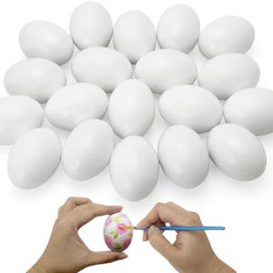 20 PCS White Wooden Eggs to Paint Fake Easter Eggs Dummy Faux Wooden Eggs for Crafts, Easter Decorations