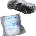 4 PCS Disposable Car Covers, 11.48Ft x 19.69Ft Clear Plastic Car Covers, Rainproof Dustproof Garage Covers with Elastic Band, Universal Protective Accessories for Most Cars (Transparent#M)