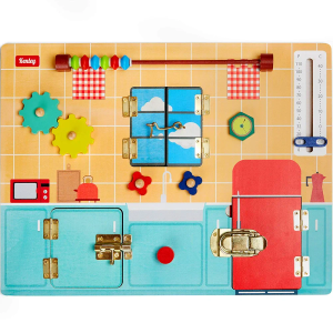 Toddler Busy Board - Montessori Busy Boards for Toddlers with Latches Doors & Lock Puzzles - Wooden Educational Learning Latch Toy for Kids 2 3 4 Year Old - Sensory Fine Motor Skills Activity
