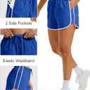 MAGOCOMSEN Women's Running Athletic Shorts with Pockets 3.5" Quick Dry Lightweight Workout Gym Shorts Sport Casual (Blue, M)