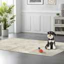 Abstract Washable Entryway Rug 3x6: Non Slip Small Contemporary Indoor Floor Mat for Hallway Kitchen Bedroom Bathroom - Ultra Soft Easy Clean Thin Throw Runner Rugs for Dog Kids Family 3x6 Beige