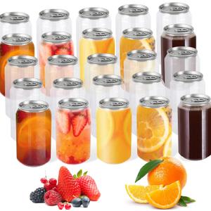 100 Pack, 330ml/11.2oz Plastic Juice Bottles with Aluminum Pop Can Caps, Disposable Leakproof Clear Bottles for Juice, Smoothies, Tea, Coffee, Compatible with Automatic Cup Sealer (not included)