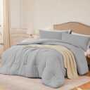 Quataly Queen Comforter Sets Lightgrey,3PCS Soft Lightweight Breathable Bedding Comforter Sets for All Season, Queen Size(90''90'' Comforter & 2 Pillowcases)