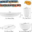 Wheat Straw Dinnerware Sets Service for 8, 32 Piece Plates and Bowls Sets, Microwave & Dishwasher Safe Dishes, Perfect for Kitchen Camping Picnic RV Dorm - White