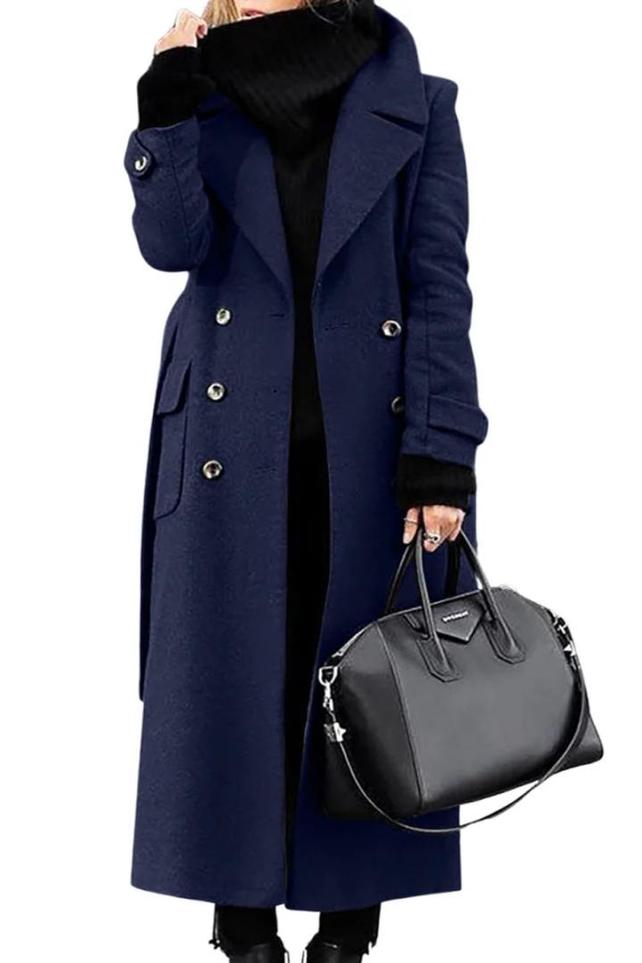 ChouYatou Women's Winter Coat Casual Long Winter Coat Navy  S