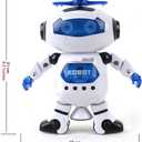 Musical Walking Dancing Robot Toy for Kids, Flashing Lights, 360 Body Spinning, Toddlers Bosys Girls Fun Figure Toy