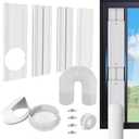 Portable AC Window Vent Kit with 5.9" Exhaust Hose, Adjustable PVC Window Seal Panel for Sliding Windows, Portable Air Conditioner Window Kit with 4 Plates