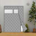 No Magnetic Thermal Door Curtain Fits Doors Size 72"x82"，Curtain Size 75"x84", Insulated Curtain Side Open, Visible Panels, Keep Warm in Winter Cool in Summer,Diamond Pattern,Gray
