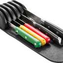 Madesmart Classic 5-Slot Small Knife Holder Storage Mat for Drawers, Soft-Grip Kitchen Knife Block, Carbon