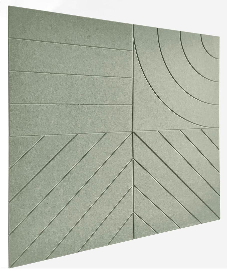 21.65" Large Square Acoustic Panels 4-Pack - Sound Absorbing Wall Panels, Noise Reducing Soundproof Decorative Felt Tiles for Home Office, Studio, Living Room - Sage