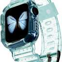 Blingbrione Band Compatible for Apple Watch Strap with Case 42mm44mm, Silicon Soft Sport Loop Bracelet Wristband Women Man and Waterproof Shockproof Rugged Bumper Cover For iphone Watch Series 6 5 4