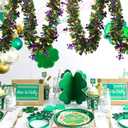 100 Feet Mardi Gras Tinsel Garland Gold Green Purple Christmas Tree Tinsel Garland Metallic Twisted Hanging for Mardi Gras Oktoberfest Birthday Party Decoration, A